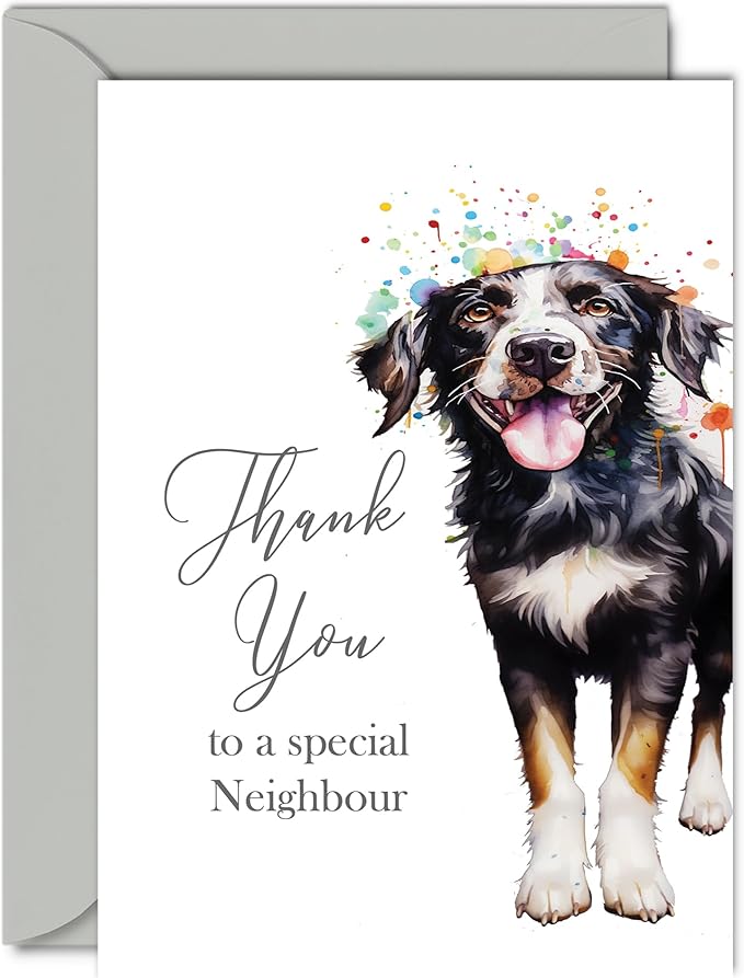 Thank You Cards for Neighbour - Party Dog - Thankyou Cards for Neighbour from Friend Family, Heartfelt Appreciation Card 5x7 Inch Thank You So Much Greeting Cards