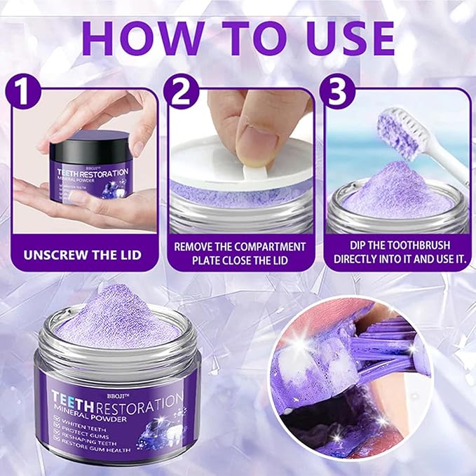 BBOJI Teeth Restoration Mineral Powder, Tooth Restoration Powder, Natural Teeth Restoration Powder-50g, Professional Oral Care, Protect Gums and Freshen Breat (2 Bottle)