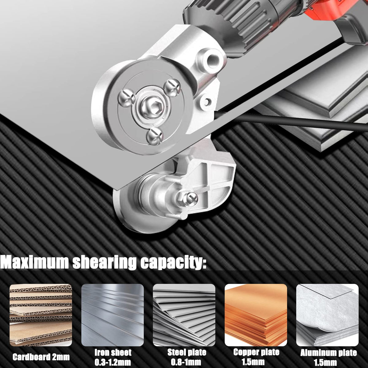 CZS Sheet Metal Cutter Drill Attachment, Electric Drill Shears Attachment Cutter Nibbler, Metal Nibbler Drill Attachment for Cutting Iron, White Sheet, Steel, Copper, Aluminum