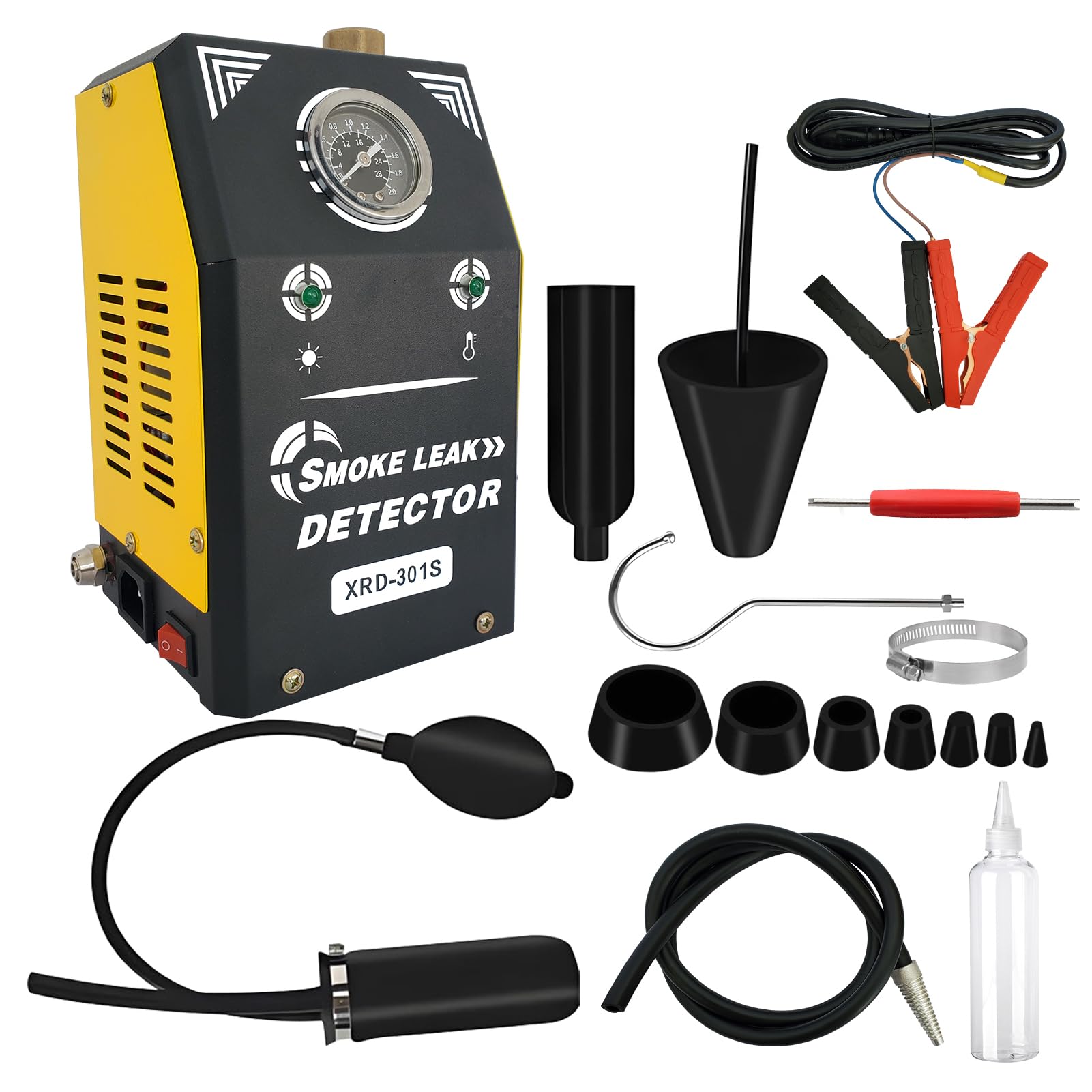 Csttler Automotive Smoke Machine with Built-in Air Pump and Pressure Gauge, Adjustable Pressure - 12V DC EVAP Smoke Machine for