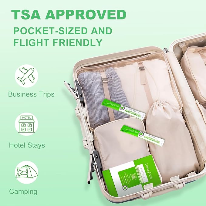 Mouthwash, 30 Packets Travel Mouth Wash for Adults, Alcohol Free, Mini Mouthwash for Travel Essential, TSA Approved Mouthwashs Bulk Pocket Size On The Go,Mint,11ml/0.37FL.OZ Each