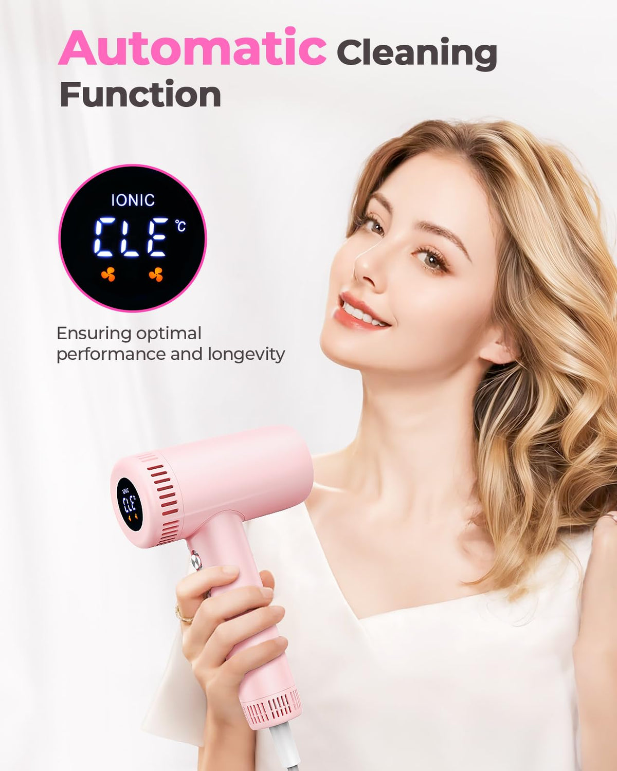 Hair Dryer - 160,000 RPM Ionic Blow Dryer - High Speed Fast Drying Professional Hairdryer for Smooth, 9 Temps Set for Women, 500 Million Negative Ions, Lightweight 0.8lb for Travel, Auto Clean