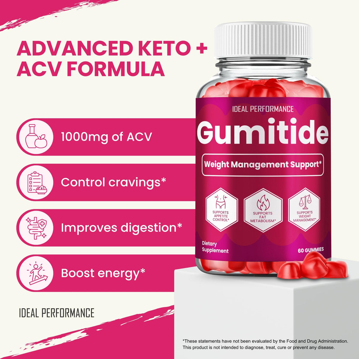 IDEAL PERFORMANCE Gumitide Gummies, Gumitide Gummy Reviews (2 Pack)