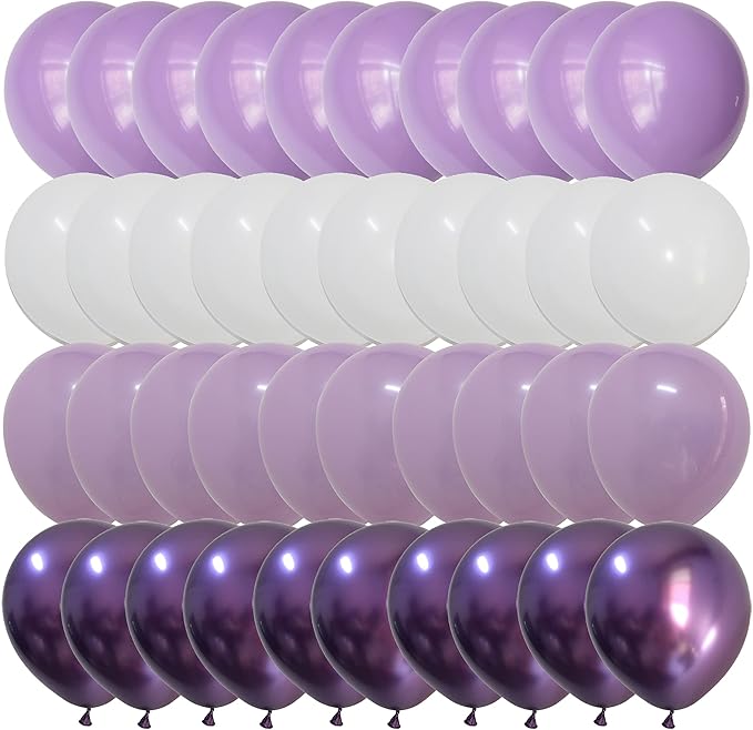 Latex Balloons White Lavender Purple– Gradient Purple color Balloons for Baby Shower Birthday Girl Wedding Anniversary Party Decorations (Voilet + Light Purple)