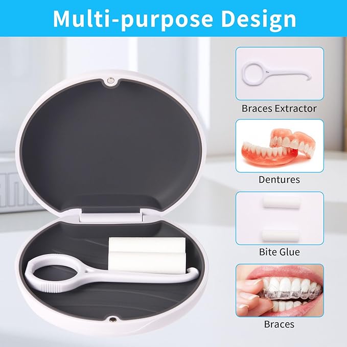 Aligner Case, Slim Retainer Box for Travel, Retainer Case Compatible with Invisalign Aligners, Brace Storage Box with Aligner Removal Tool and Chew,Black
