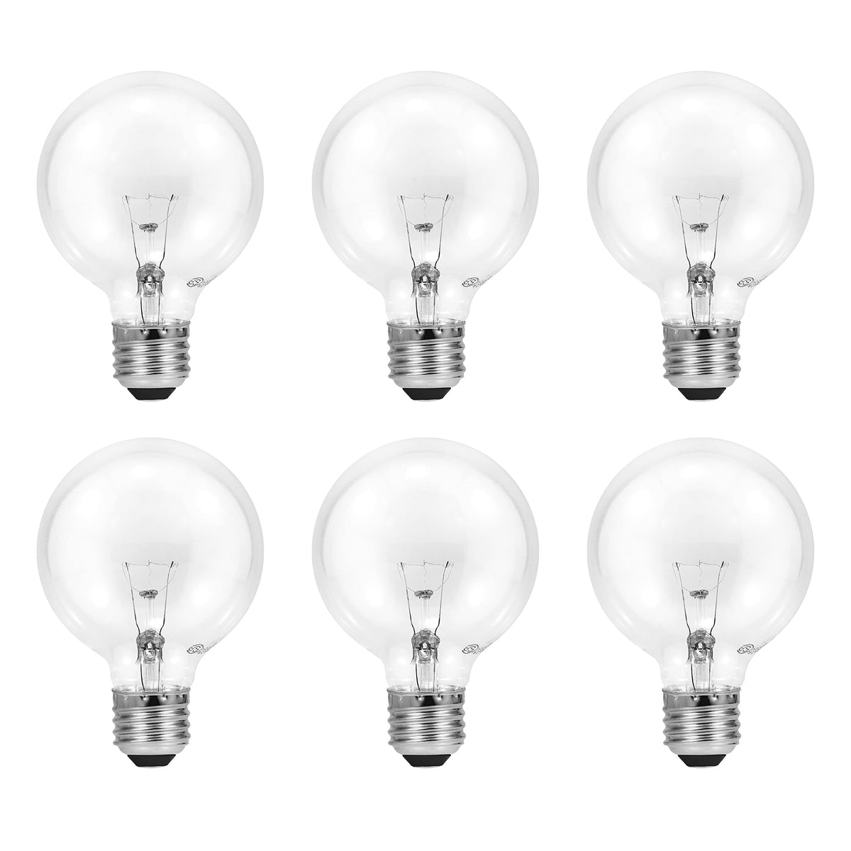 Sylvania 40 Watt Vanity Light Bulbs 6 Pack - Incandescent E26 Medium Base Globe Bulbs for Bathroom, Dimmable G25 Type G Round Vanity Bulbs 40W, 130V Clear Warm White