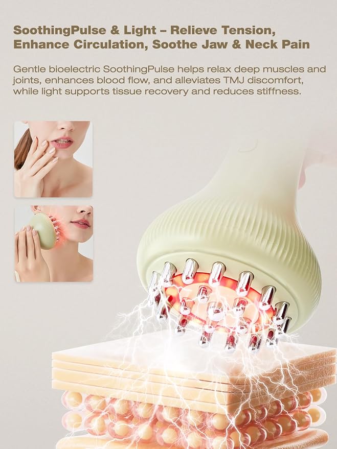 Jaw & Neck Massager for Pain Relief Deep Tissue, Best TMJ Relief Products Jaw, Heated SoothingPulse Massager with Light & Vibration for Jaw, Neck, Shoulder & Full Body Muscle Tension