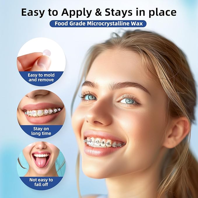 RAZOKO Orthodontic Wax for Braces Wax Dots 90 Individual Hygienic Packaging Dental Wax Strawberry