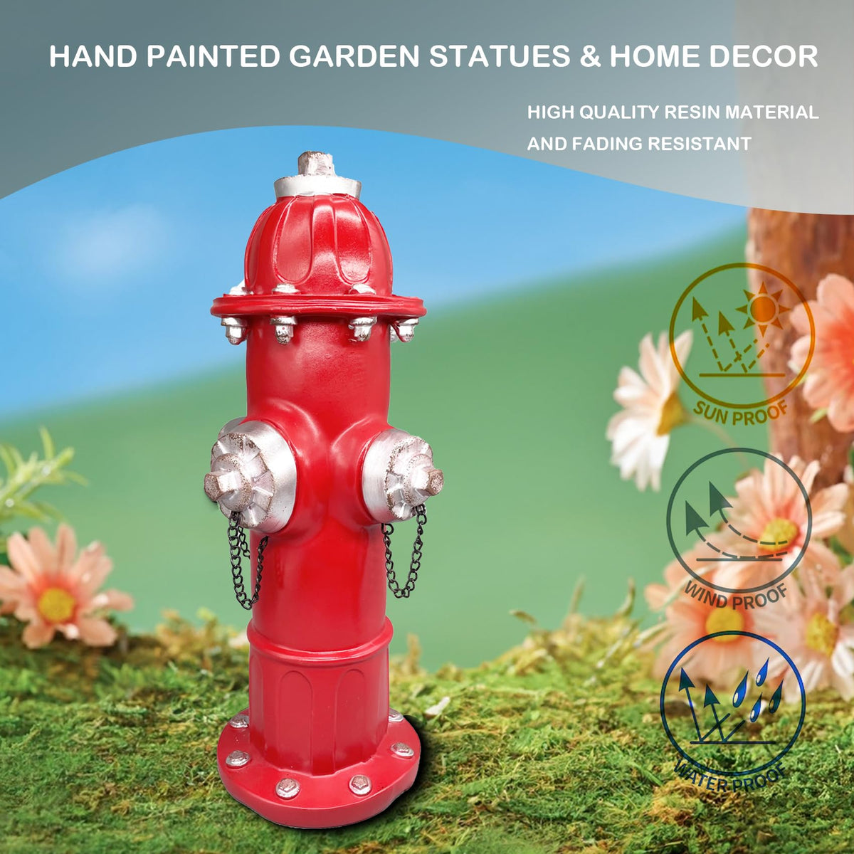 Elenon Garden Fire Hydrant Outdoor Statue Decorative for Dog to Peed on, 14.5" Fire Hydrant Puppy Pee Training Post, Gadrden Yard Lawn Backyard Ornament Decoration Firefighter Gifts for Men