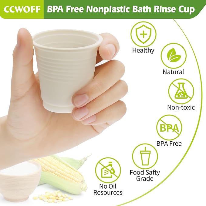 300PCS 3 OZ Compostable Biodegradable Eco Friendly Bathroom Cups - Small Disposable Mini Mouthwash Cups for Bath, Rinse, Shot, Drinking & Washing