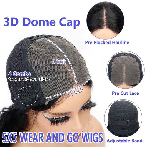 CHEETAHBEAUTY Straight Wear and Go Glueless Wigs Human Hair Pre Plucked 5x5 HD Lace Closure Wigs Human Hair for Black Women Pre Cut Lace for Beginners With Baby Hair 220% Density(20inch)