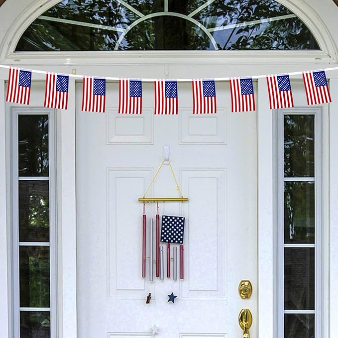 4th of July Patriotic Decorations Outdoor, 45 Feet 40 PCS American Flag String Pennant Banners, Small USA Flags Banner for Independence Day Memorial Day Patriotic, Festival Party Decorations