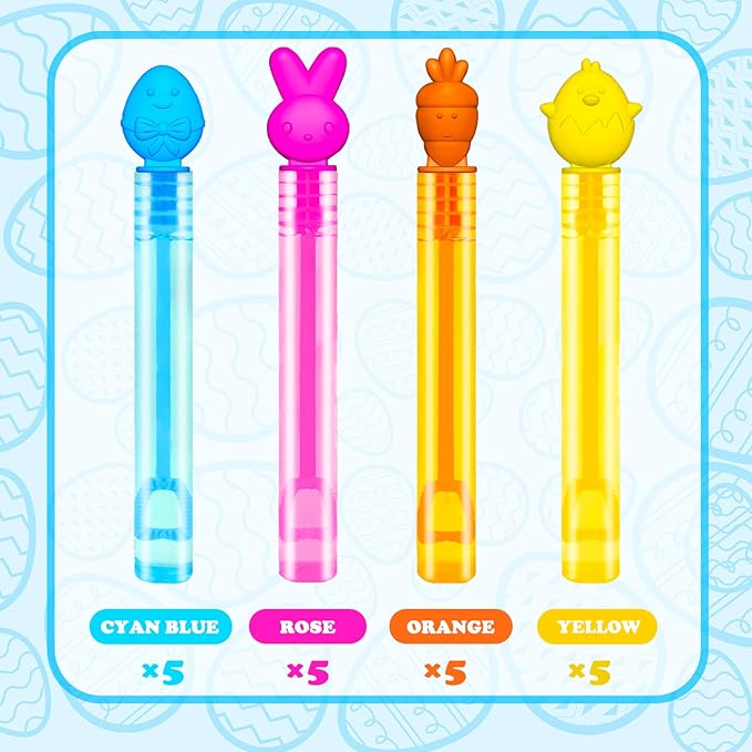 Easter Mini Bubbles Wands Toys Gifts for Toddlers,20 Pack Small Bubble Party Favors for Kids,Easter Goodie Gift Treat Bags Stuffers Basket Essentials,Non Candy Prize Stuff Pinata Fillers for Classroom