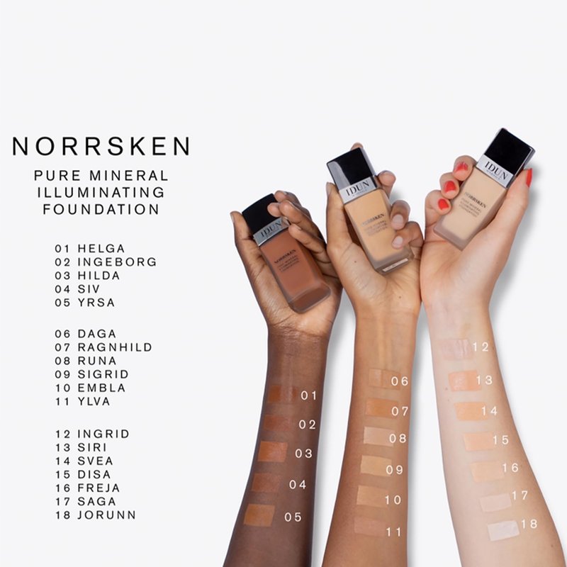 IDUN Minerals Liquid Norrsken Foundation - Silky Smooth Coverage - Luminous, Dewy Finish for Dry and Dull Skin - Water Resistant and Vegan Makeup - 201 Jorunn - Neutral Extra Light - 1.01 oz