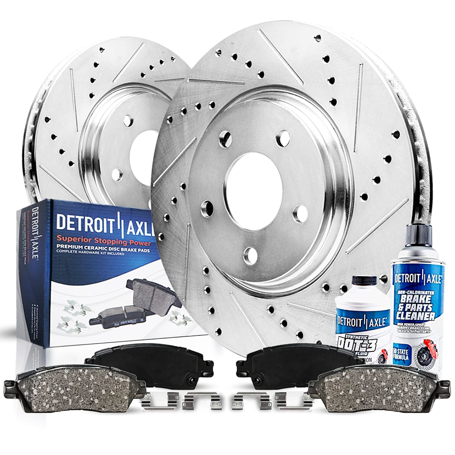 Detroit Axle - Front Brake Kit for RL TL Integra Legend Honda CR-V Prelude Odyssey Isuzu Oasis Replacement Drilled & Slotted Dis