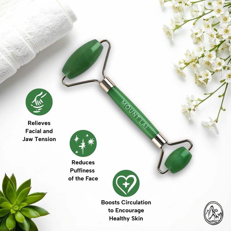 Mount Lai - The De-Puffing Jade Roller for Face | Jade Roller Massage Face Sculptor to De-Puff, Soothe, and Reveal Radiant Skin | Best Face Sculpting Tool for Women | Authentic Jade Facial Roller