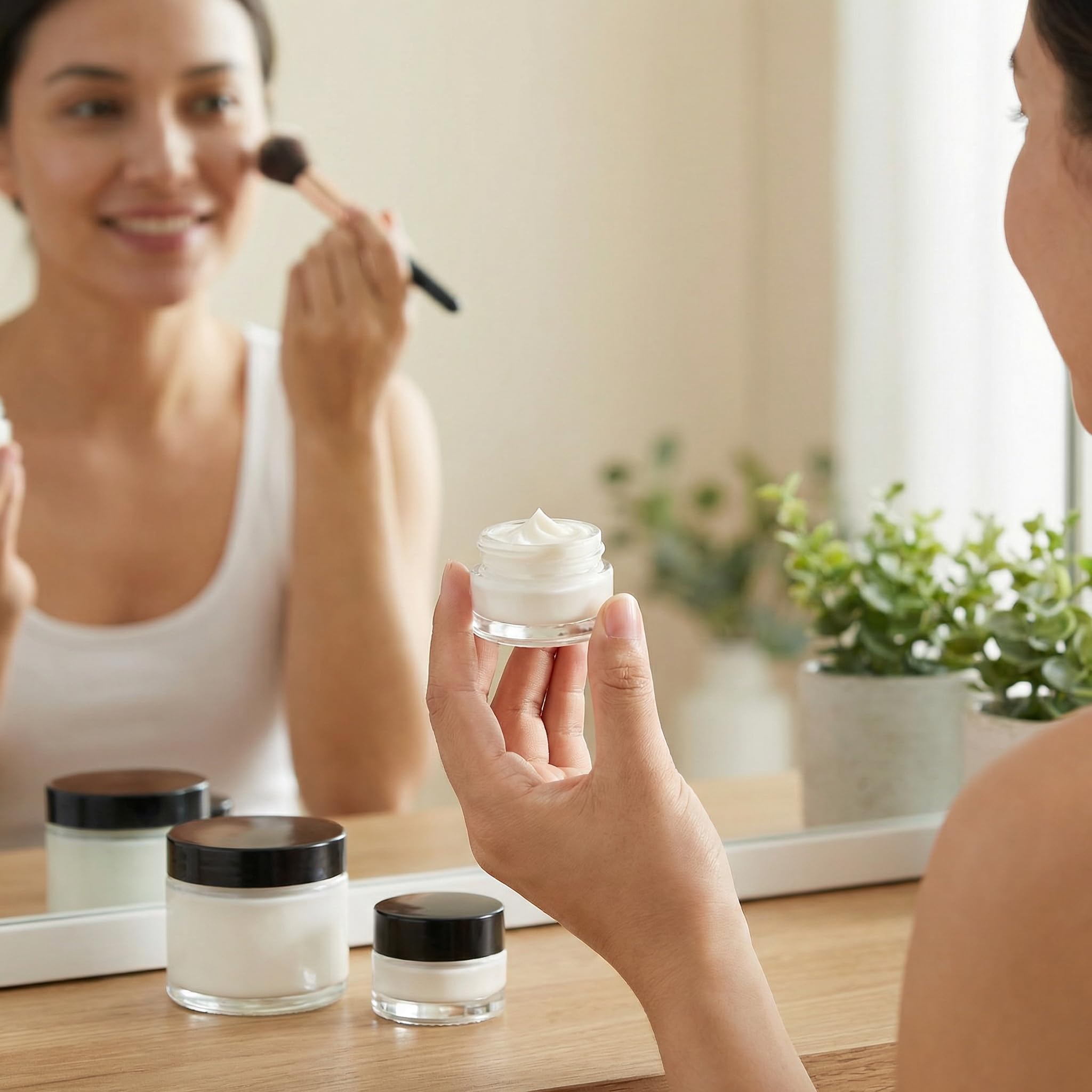 Coloch 90 Pack 5ml Glass Sample Containers with Black Lid, Mini Glass Cosmetics Jars with Inner Liner Bulk Refillable Tiny Glass Jars for Cosmetics, Lotion, Cream, Samples, Wax, Skincare, Travelling