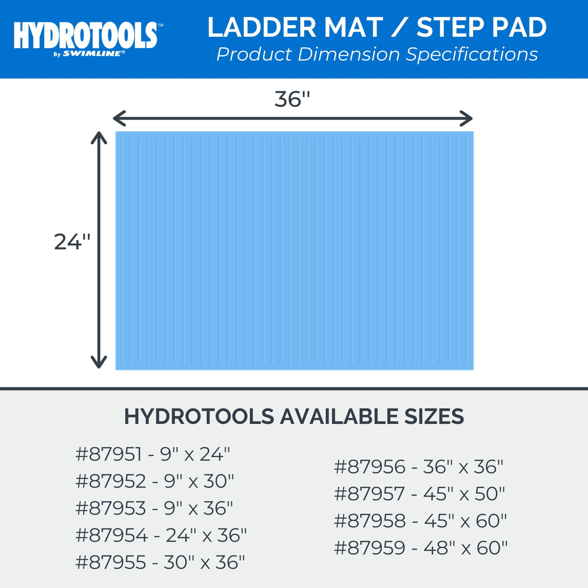 SWIMLINE HYDROTOOLS Protective Pool Ladder Mat for Above Ground Pools – Safety & Stability for Stairs, Steps & Ladders – Premium Durable Material, 24" x 36"