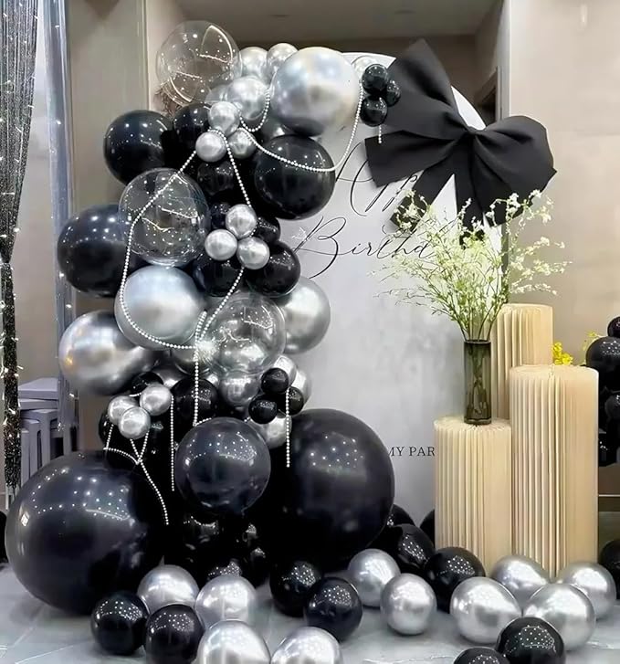 AZOWA 24 Inch Black Balloon 10 Large Latex Balloons for Party Wedding Birthday Baby Shower Decoration (Black, 10 Pcs)