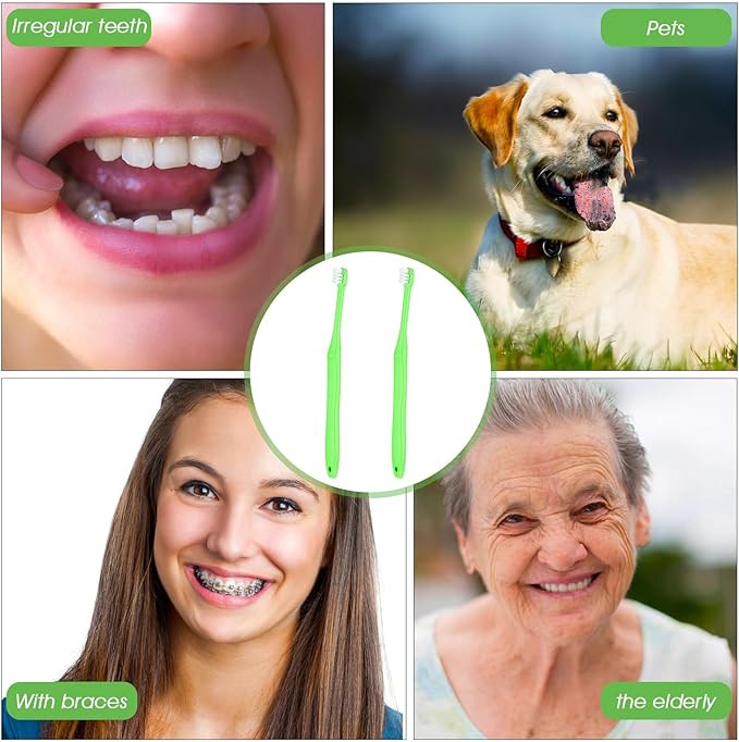 WLLHYF 2 Pieces Tuft Toothbrush Small Head End Tapered Wisdom Interdental Interspace Nursing Soft Tiny Toothbrush Orthodontic Periodontal Dental Products(Green)