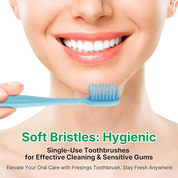 50 Pack Disposable Toothbrushes with Toothpaste, Individually Wrapped Soft Bristle Travel Toothbrush Bulk, Hotel Guest Amenities, Mint 3g Toothpaste Set for Camping, Donation & Oral Care Kit