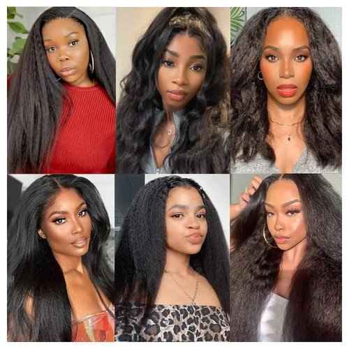 24 26 28 inch Color 1B Human Hair Bundles Yaki Straight Bundle Kinky Straight Human Hair 3 Bundles Double Weft Yaki Bundle