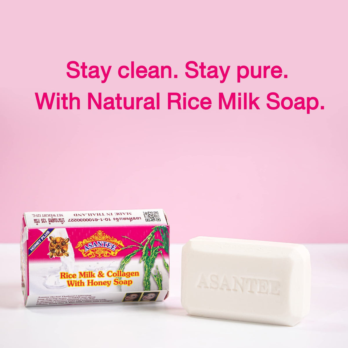 ASANTEE Rice Milk with Collagen and Honey Soap - Luxurious Body Soap for Soft, Clear, and Radiant Skin - Scent Long-Lasting (Pack of 6)