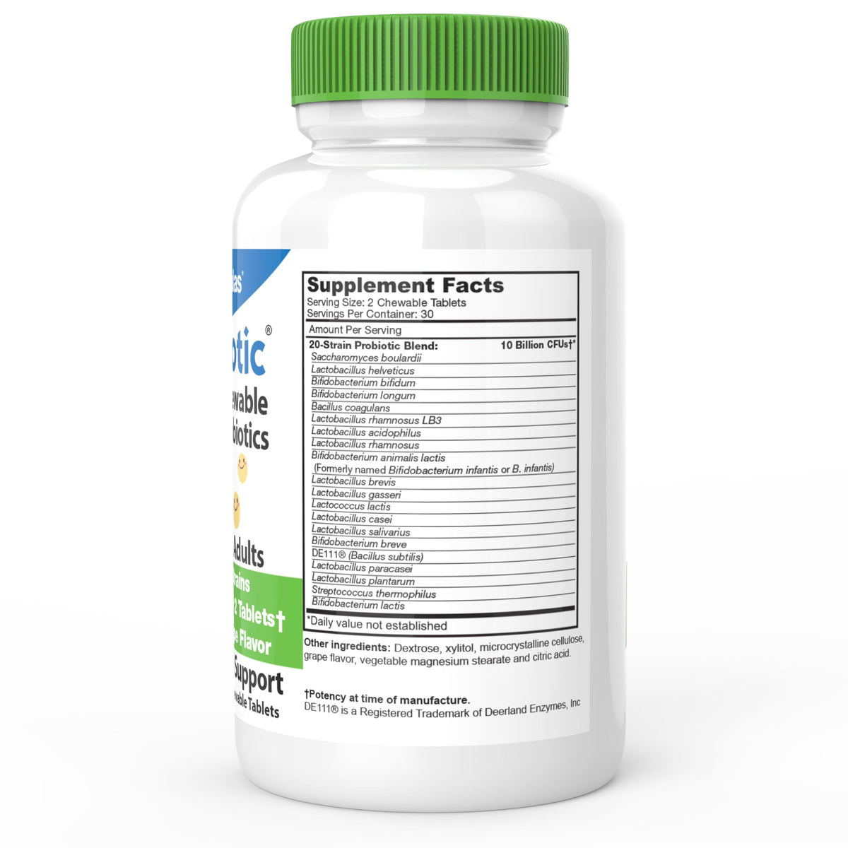 DrFormulas Chewable Probiotics for Kids & Adults | for Oral Dental Health, Bad Breath, & Better Digestion 20 Multi Strain - S boulardii, Lactobacillus plantarum and Bifidobacterium infantis, 60 Chews