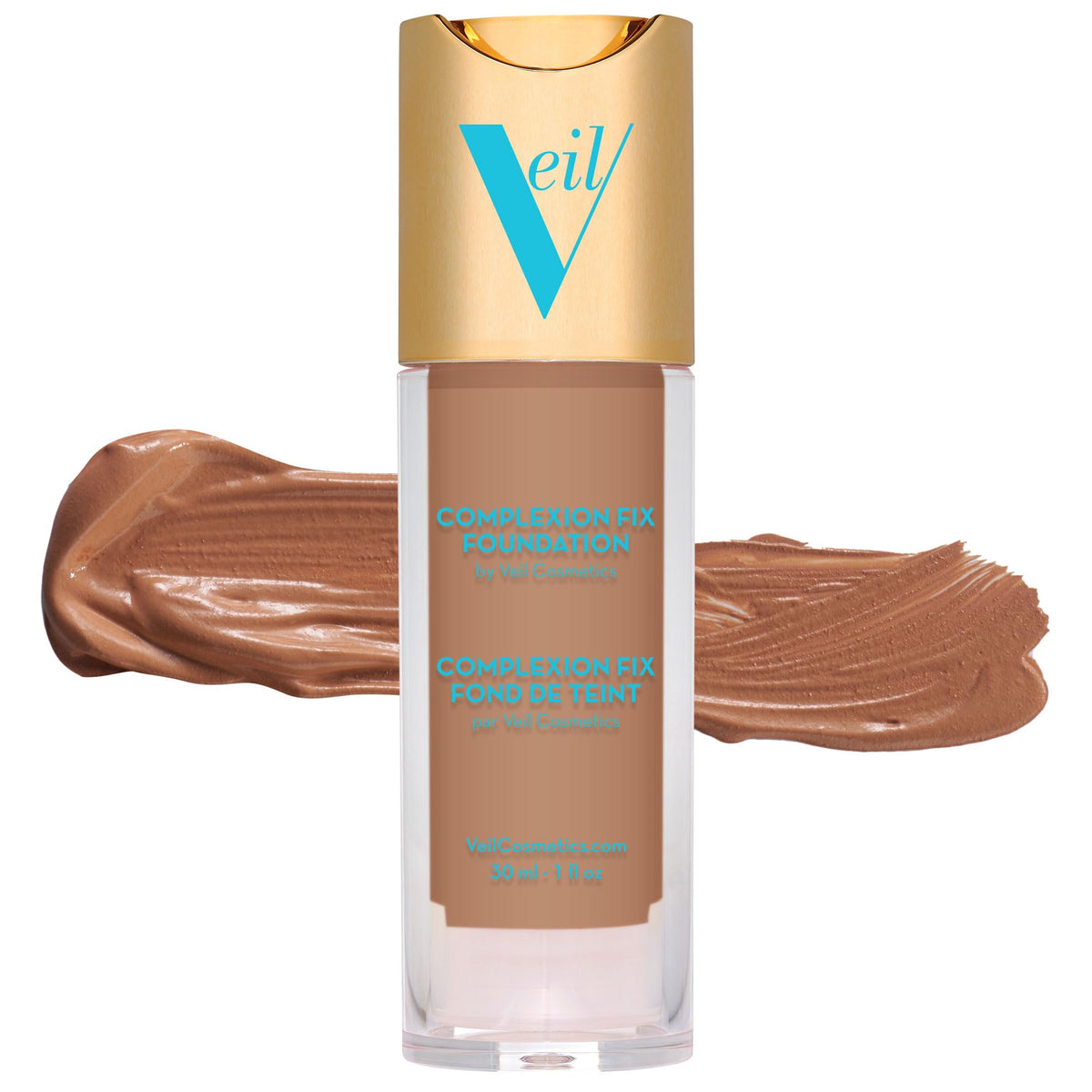 Veil Cosmetics Complexion Fix Liquid Foundation – Hydrating Buildable Coverage – Water-Resistant, Hypoallergenic, Oil-Free, Cruelty-Free & Vegan – Lightweight & Brightening (4N Tan Neural)