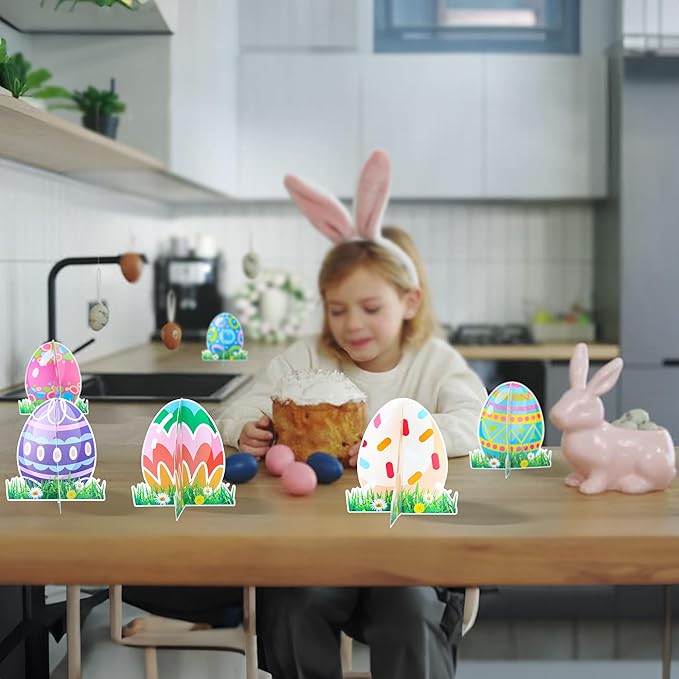 Gyufise 12 Pack Happy Easter Honeycomb Centerpieces for Table Decorations Bunny Easter Egg Centerpieces Decor for Easter Day Birthday Anniversary Party Supplies