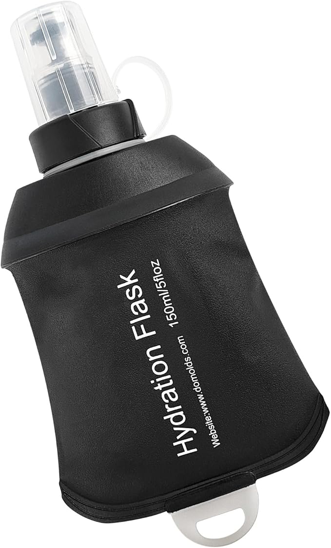 WILDREEDS 150ml Soft Flask, TPU Collapsible Soft Water Bottle for Hydration Pack, Running Vest, Folding Water Bottle for Hiking Cycling Climbing-1Pcs, Black