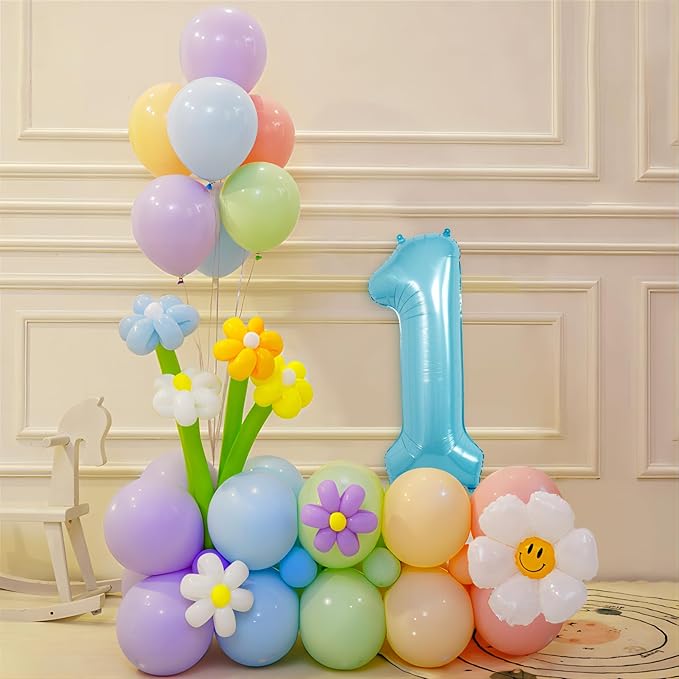 40 Inch Light Blue Number Balloons, Helium Mylar Foil for Birthdays, Number 1 Balloon for Party Decorations, Wedding, Boy Baby Shower