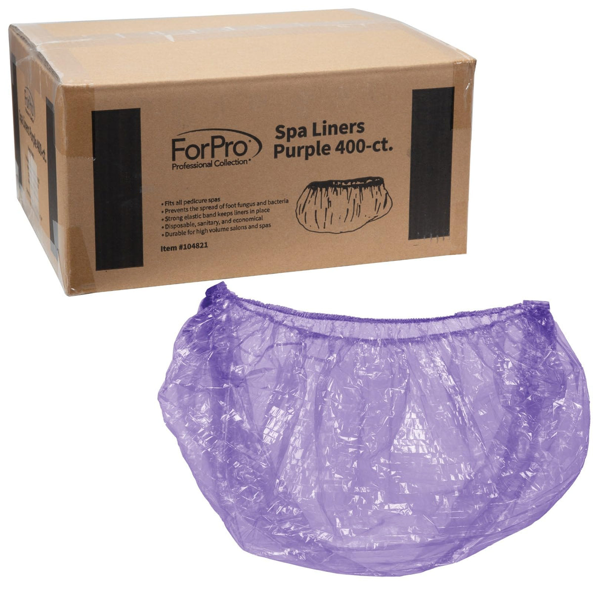 ForPro Professional Collection Spa Liners, Fit All Pedicure Spas, Disposable Pedicure Liners, Purple, 400-Count