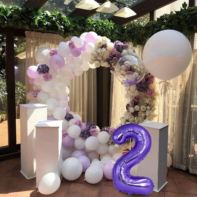 TONIFUL 40 Inch Purple Large Numbers Balloon 0-9 Birthday Party Decor,Foil Mylar Big Number Balloon Digital 5 for Birthday Party,Wedding, Bridal Shower Engagement Photo Shoot, Anniversary