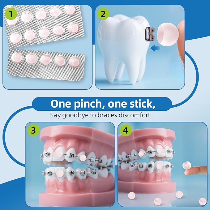 RioRand Orthodontic Wax for Braces Wax 120 Individual Hygienic Packaging Clear dental Wax Dots Portable and Easy to Tear Strawberry