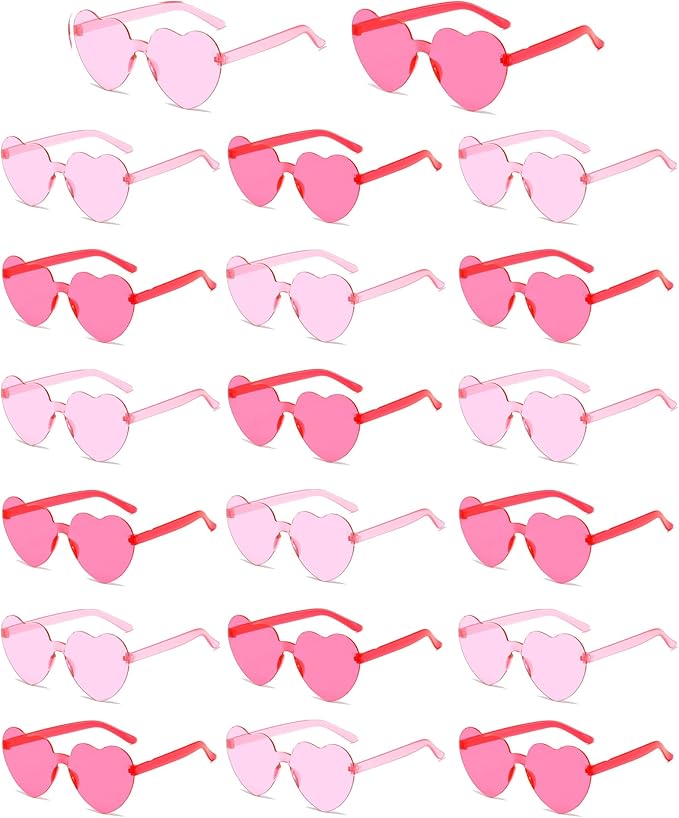 20 Pairs Heart Shaped Sunglasses for Women Colorful Glasses Fun Trendy Transparent Heart Sunglasses Party Favor