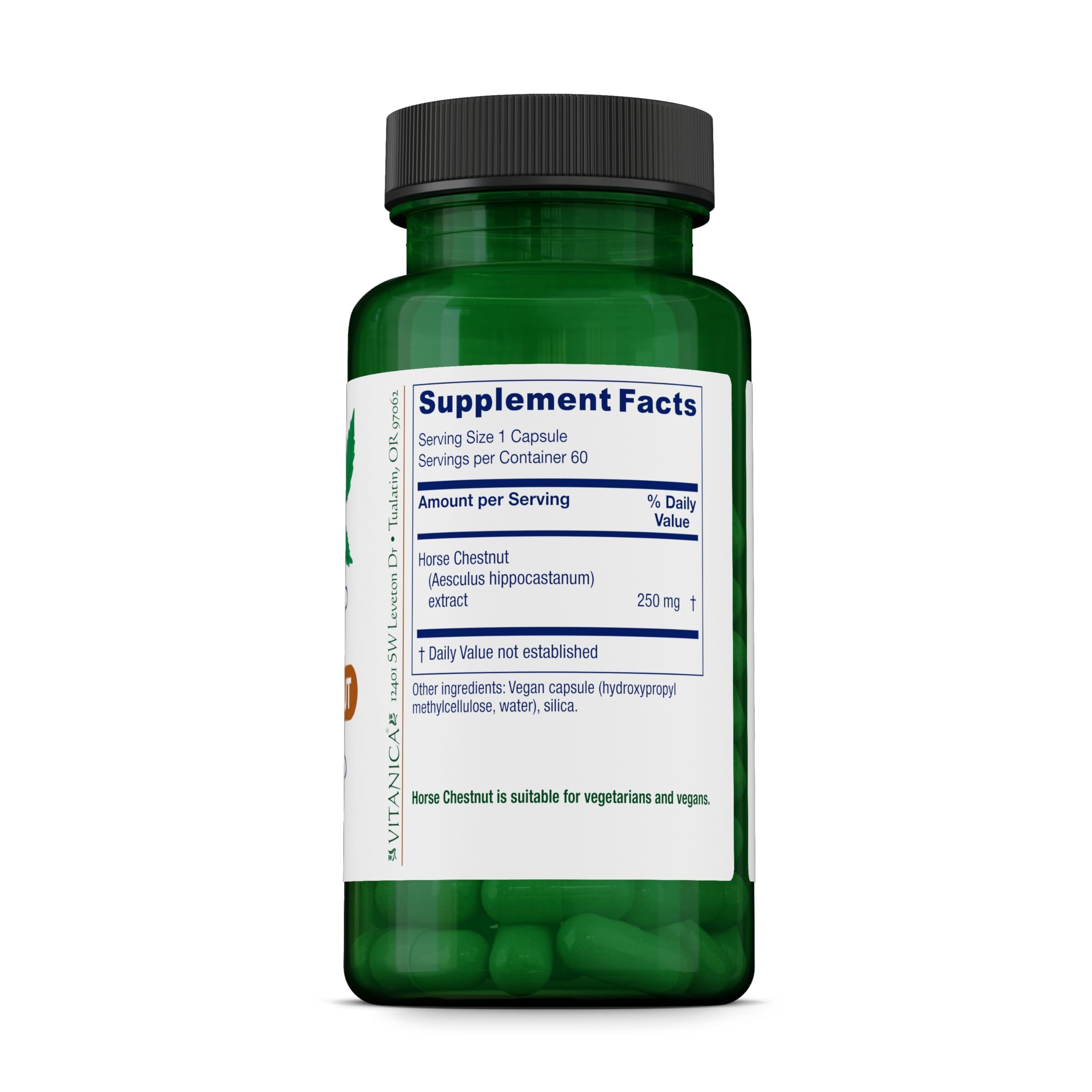 Vitanica Horse Chestnut - Vein Health Support Supplement - Leg & Lower Body Circulation Support - Vascular Health Supplement with Saponins - 60 Vegans Caps