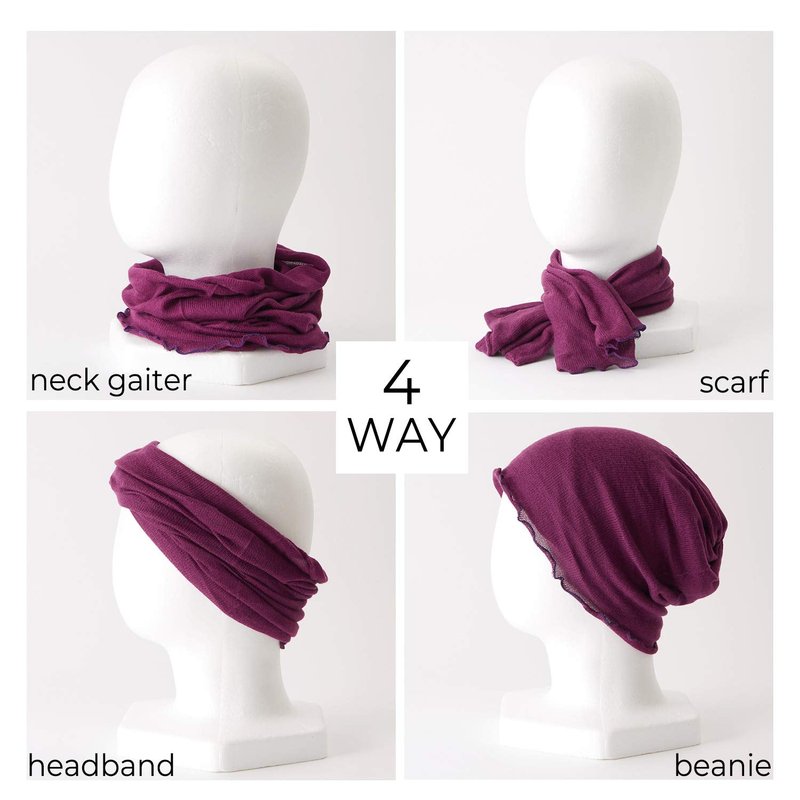 CHARM Silk Headband Scarf Neck Gaiter - Womens Chemo Head Wrap Mens Motorcycle Fashion Black