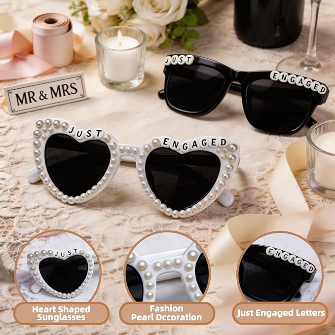 Just Engaged Sunglasses, Engagement Party Favors, Just Engaged Decorations, Engagement Gifts for Women, Bride and Groom Sunglasses for Wedding Accessories, Wedding Essentials