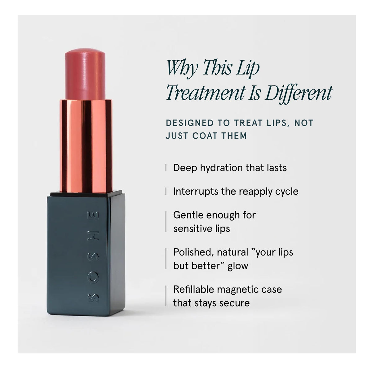 SOSHE Beauty - Peptide Glow Hydrating Lip Treatment | Intense Moisture | Peptides, Vitamin E, Hyaluronic Acid | Cruelty-Free, Certified Plastic Negative (Brûlée - Rose Mauve)
