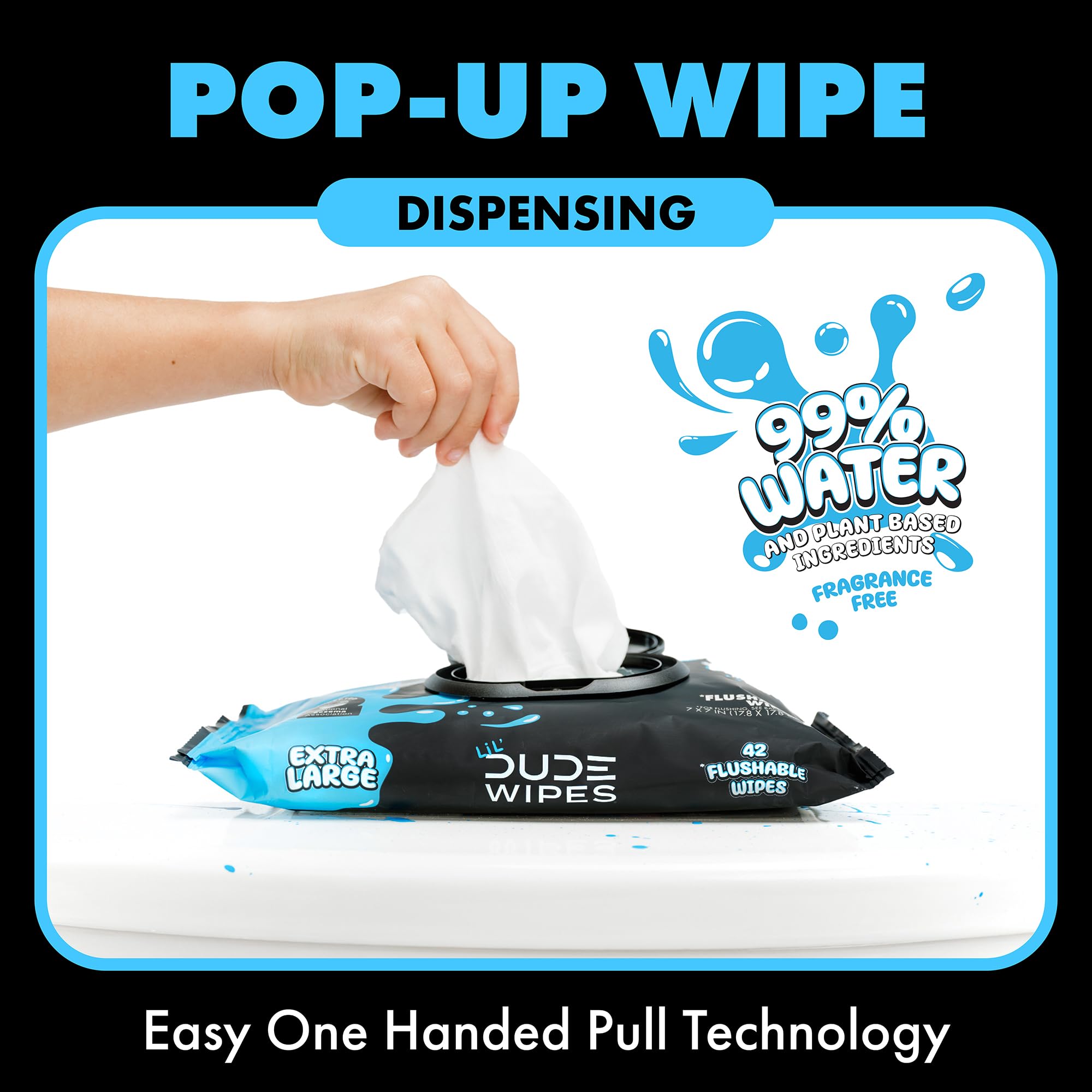 DUDE Wipes LiL' DUDE Flushable Water Wipes for Toddlers - Potty Training Toilet Safe (unlike nonflushable baby wipes) - 99% Water, Hypoallergenic for Sensitive Skin - Unscented, 4 Pack (168 Count).