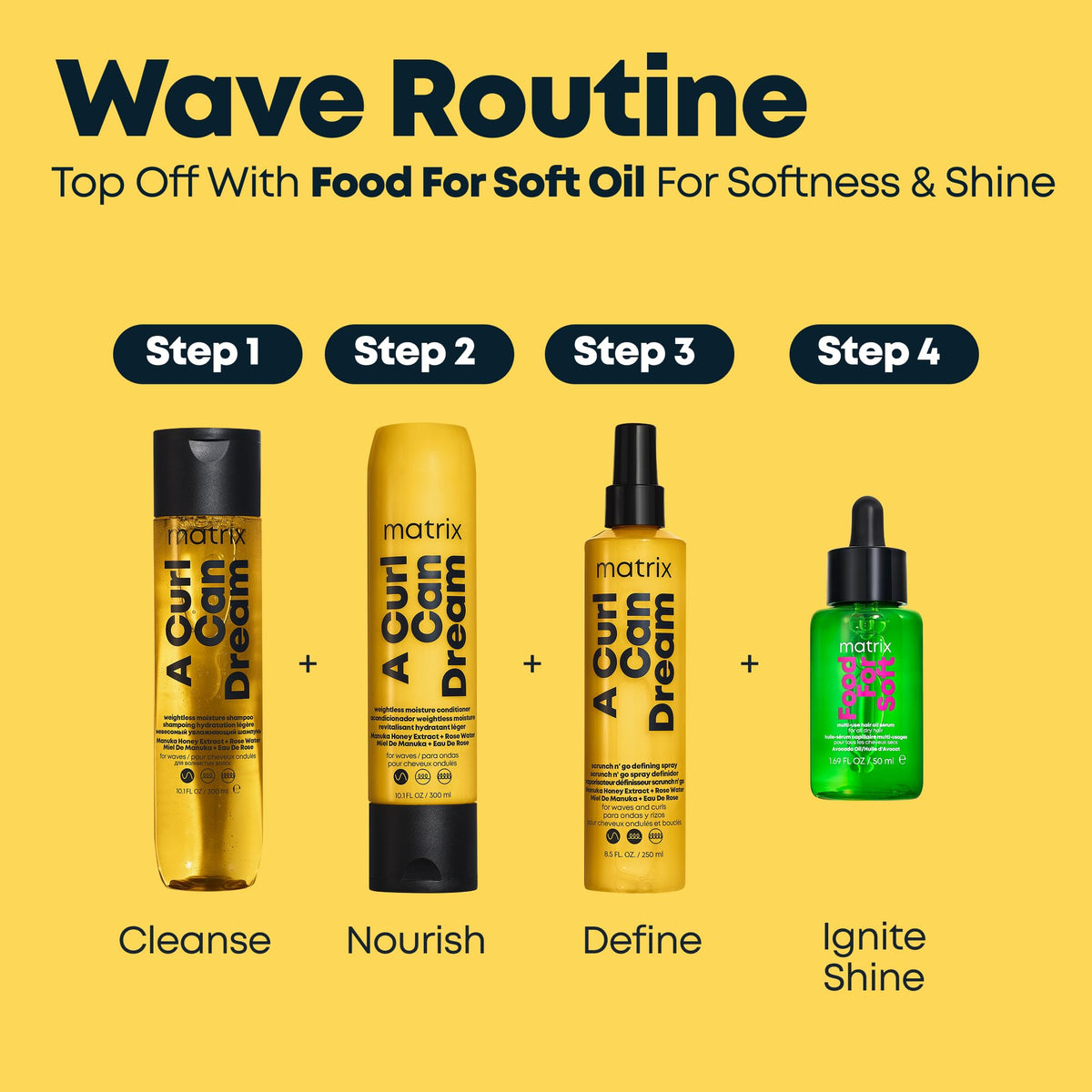 MATRIX A Curl Can Dream Weightless Moisture Shampoo, Conditioner and Spray Set | For Wavy Hair | All Day Frizz Control | With Manuka Honey Extract and Rose Water | Silicone Free | Luxury