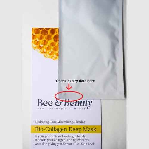 Bee & Beauty Bio Collagen Overnight Mask Pack Of 15 Korean Face Mask For Glass Skin Sheet Mask For Deep Hydration, Pore Minizmizing With Goodness Of Honey