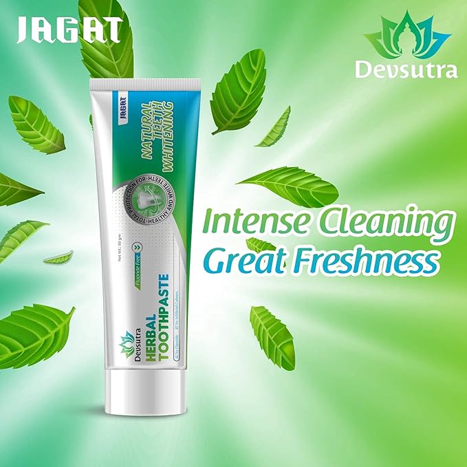 Jagat Mint Toothpaste Pack of 3 – Teeth Whitening Tooth Paste with Mint Flavor, Fluoride Free Toothpaste for Adult, Organic & Natural Travel Tooth Paste, Vegan, Non Toxic, Gluten Free