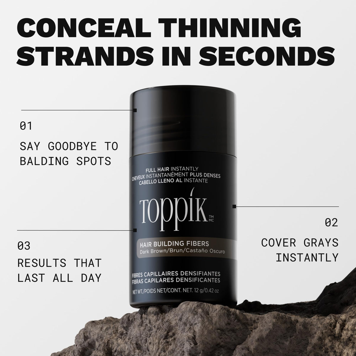 Toppik Hair Building Fibers, Black, 27.5g Fill In Fine or Thinning Hair, Instantly Thicker, Fuller Looking, 9 Shades for Men & Women, Keratin Protein Formula