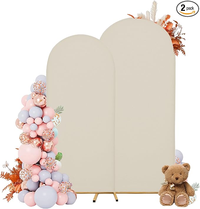 7.2FT&6FT Arch Covers,Arch Backdrop Stand Fitted Cover for Wedding Birthday Party Ceremony Banquet Decoration(Off-White,Cover Only)