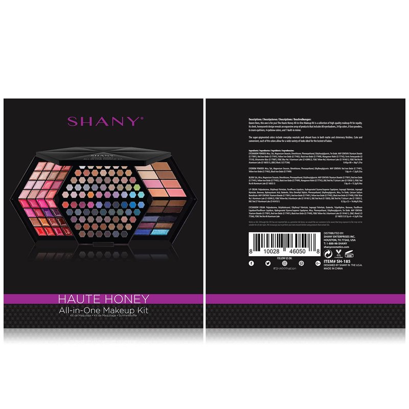 SHANY Haute Honey Makeup Set - All-in-One Makeup Kit with 80 Eyeshadows, 32 Lip Colors, 6 Gel Eyeliners, 4 Face Powders, 4 Blushes, and 4 Eyebrow Powders