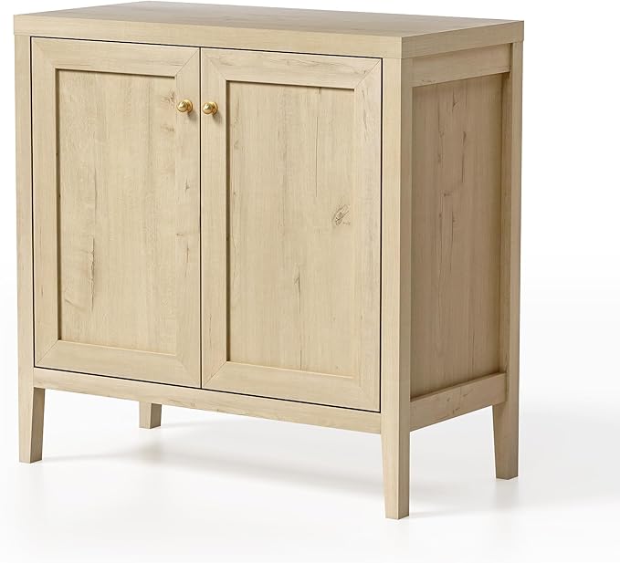 Sideboard Buffet Cabinets with Adjusable Shelves, Farmhouse Storage Cabinet, Credenza, Accent Cabinet, Kitchen Coffee Bar Console Table for Living Dining Room, Light Oak