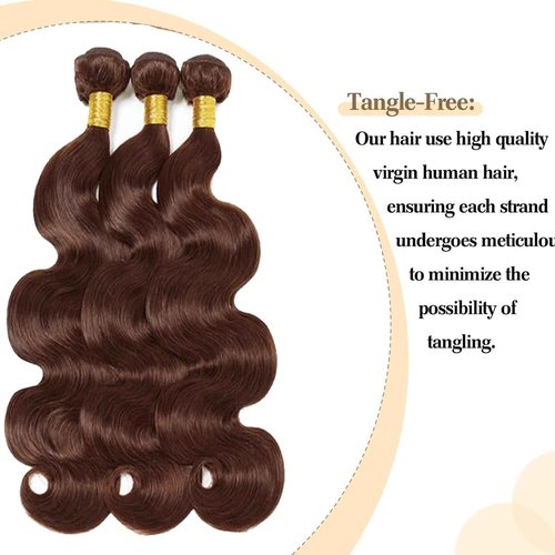 Fabimiya 16 18 20 Inch Human Hair Bundles Chocolate Brown 4# Body Wave Bundles Human Hair 100% Unprocessed Soft Sewn In Hair with Double Weft for Black Women