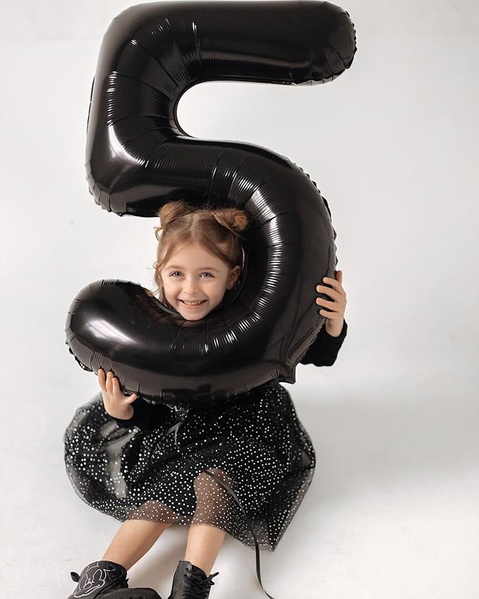 Black Number 9 Balloon 40 Inch, 9 Balloon Number, 9th Birthday Decorations, Black Party Supplies for Boys Girls